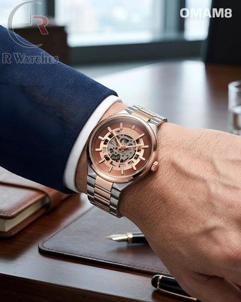 (SS)🖤⭐ Omega Automatic Rose Gold Brown (OMAM8)