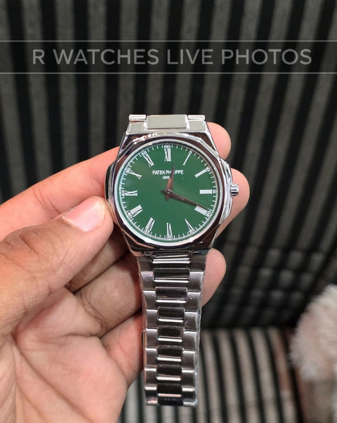 (OS2)🖤⭐ Patek Philippe Silver Green Roman Dial (PPP11)