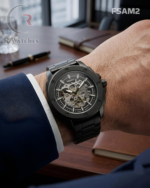 (OS)🖤⭐ Fossil Automatic Black Silver (FSAM2)