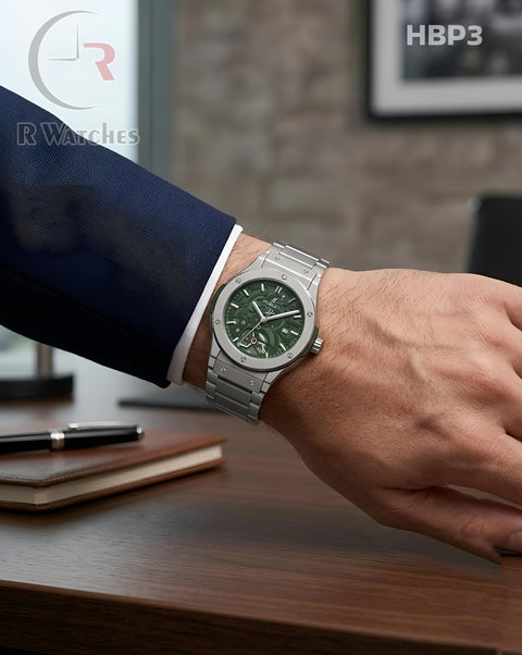 (OS)🖤⬆️⭐ Hublot Machinery Silver Green (HBP3)