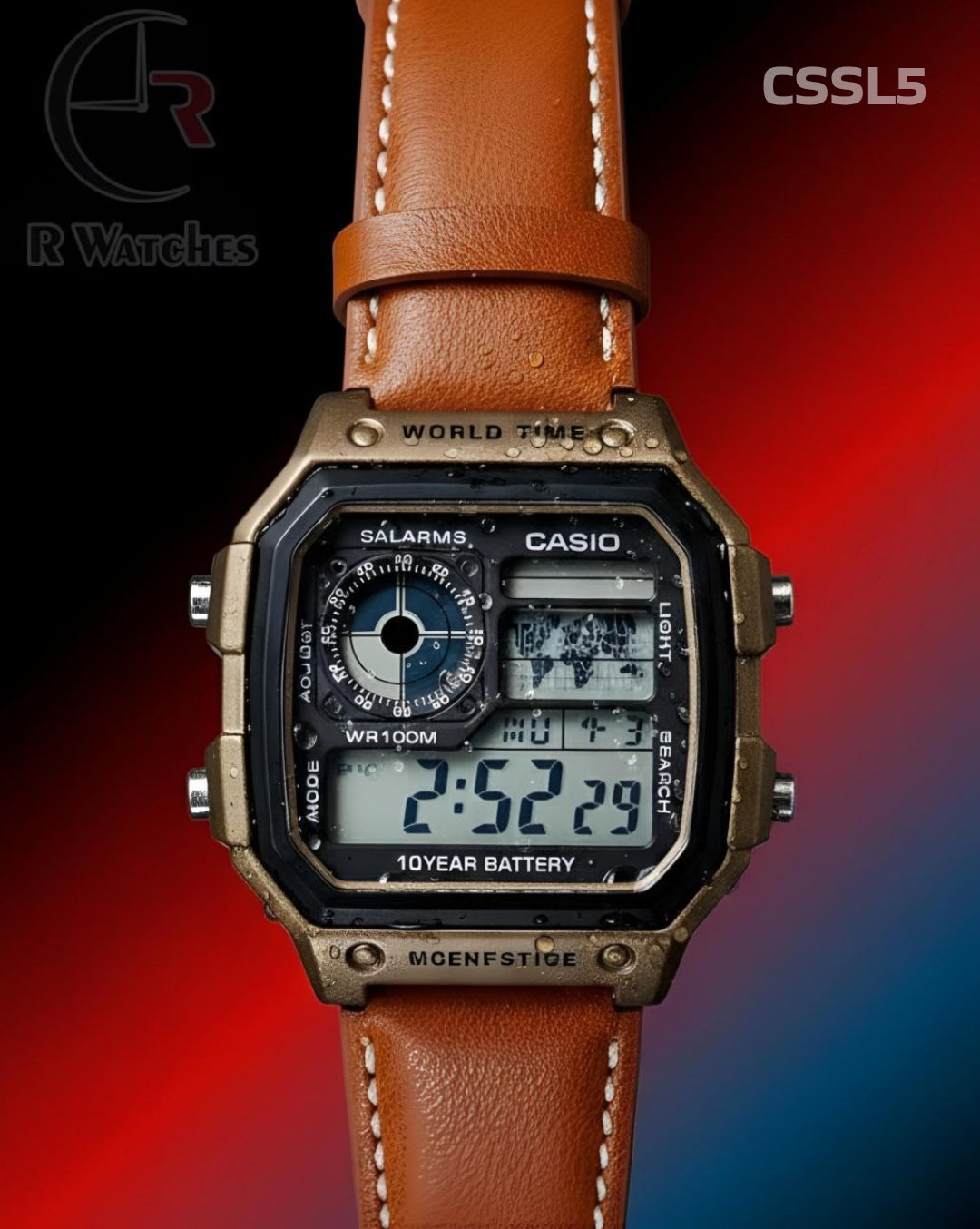 (OS2)🖤⬆️ Casio world time leather Rose Gold brown (CSSL5)