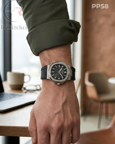 (OS)🖤 Patek Philippe silicon Silver Black (PPS8)