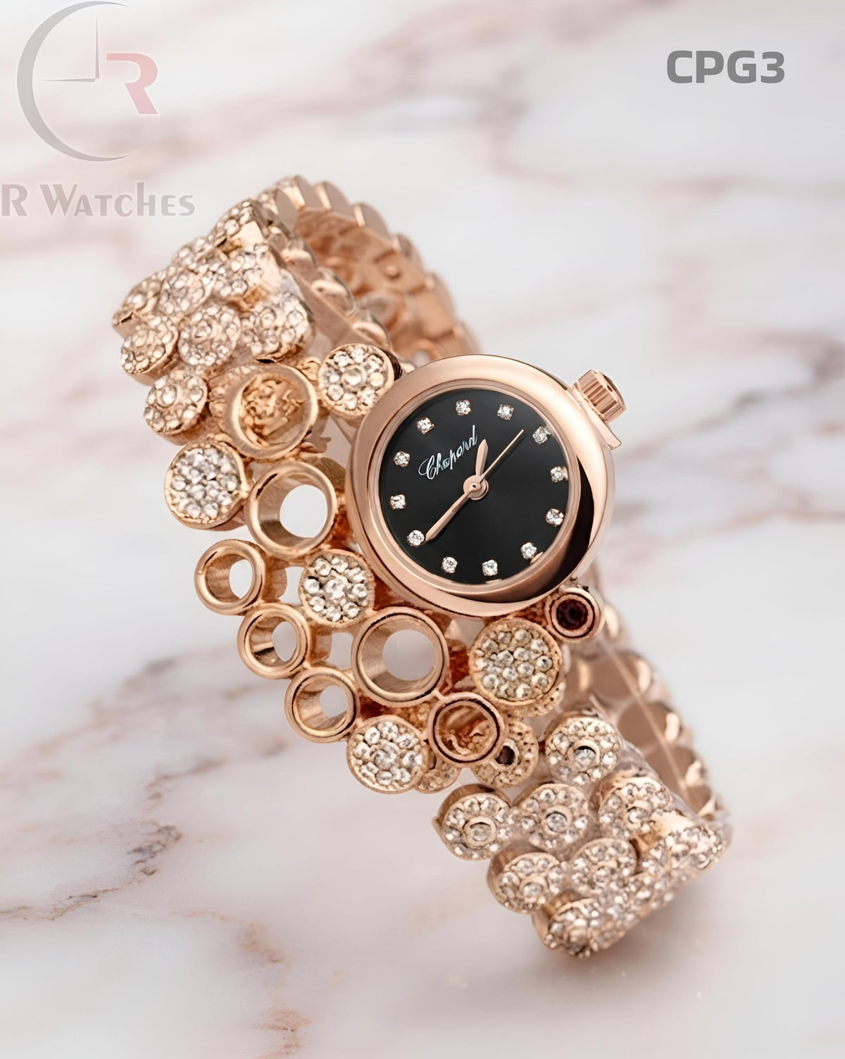 (OS)🖤 Chopard Girls Diamond Rose Gold Black (CPG3)