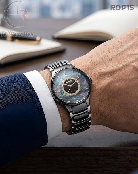 (OS)🖤⭐ Rado Black Metal Rainbow Dial (RDP15)