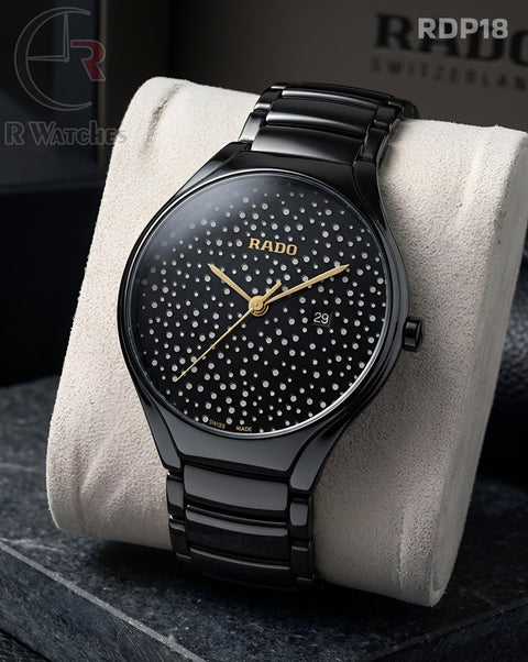 (OS2)🖤⭐ Rado Black Metal Gold Dial (RDP18)