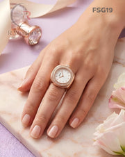 (OS)🖤⬆️ Fossil Girls Ring Diamond Rose Gold White (FSG19)