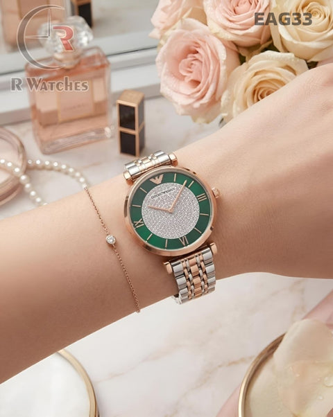 (SS)🖤⬆️ Armani Girls Diamond Rose Gold Green (EAG33)