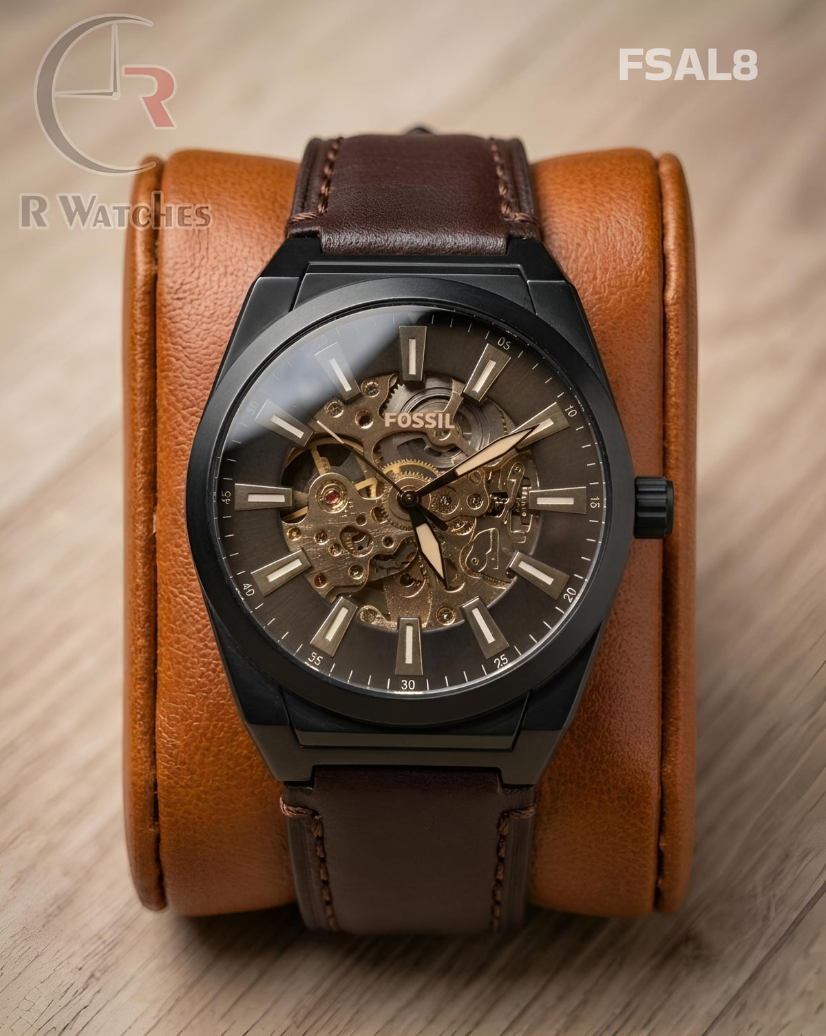(OS4)🖤⬆️⭐🔁 Fossil Automatic Leather Brown Black (FSAL8)