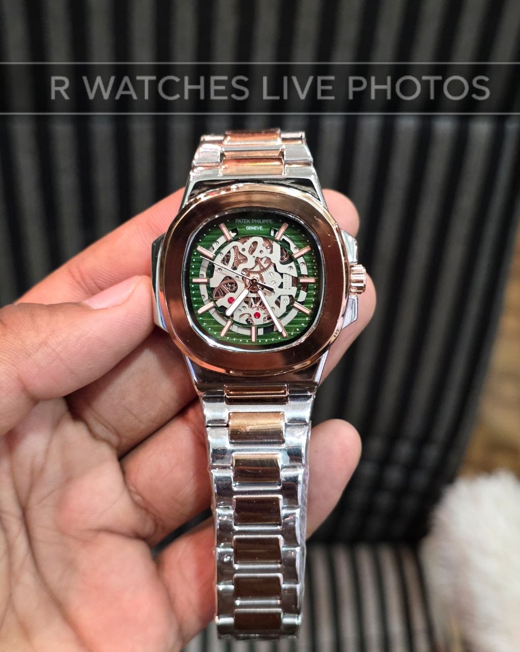(OS2)🖤⭐ Patek Philippe Machinery Rose Gold Green (PPP29)
