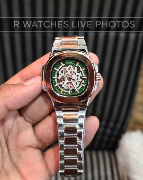 (OS2)🖤⭐ Patek Philippe Machinery Rose Gold Green (PPP29)