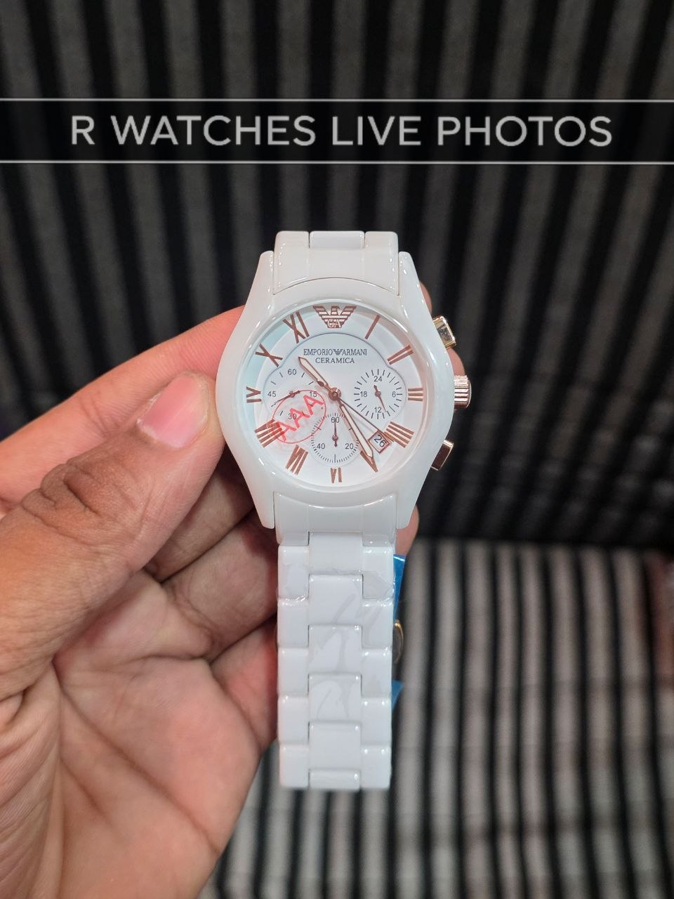 (SS)🖤⬆️⭐ Armani ceramic white rose gold (EAP37)