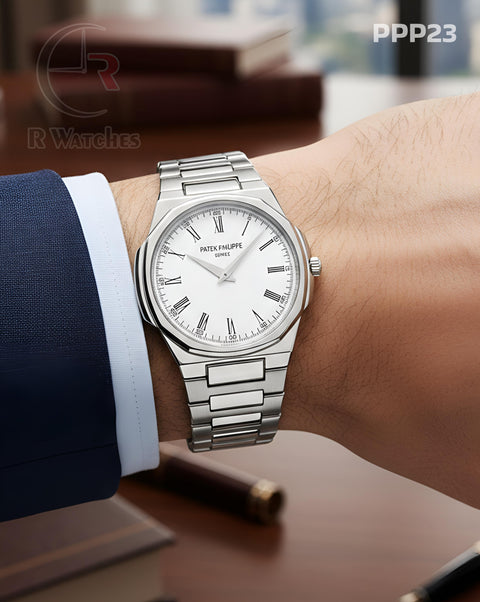 (OS)🖤⭐ Patek Philippe Silver White Roman Dial (PPP23)