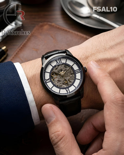(OS)🖤⭐ Fossil Automatic Leather Black (FSAL10)
