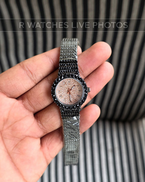 (OS)📷⭐ Rolex Girls Diamond Roman Black Rose Gold (RXG35)