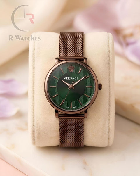 (OS)📷⭐ Versace Girls Brown Green Dial (VSG37)