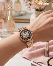 (SS)🖤⬆️⭐ Fossil Girls Automatic Rose Gold Black Dial (FSGA8)