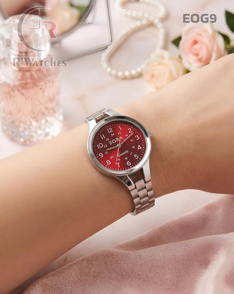 (OS)🖤⬆️⭐🔁 Eora Girls Silver Red Dial (EOG9)
