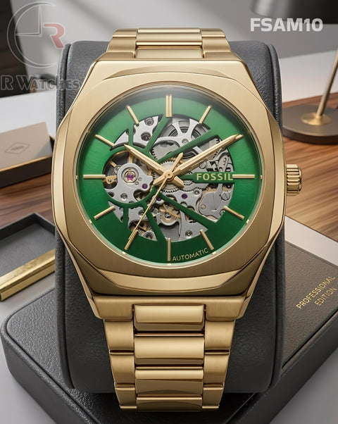 (SS)🖤 Fossil Automatic Gold Green Dial (FSAM10)