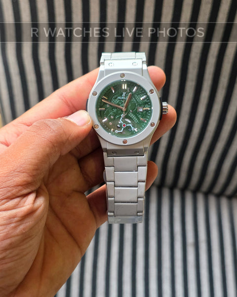 (OS)🖤⬆️⭐ Hublot Machinery Silver Green (HBP3)