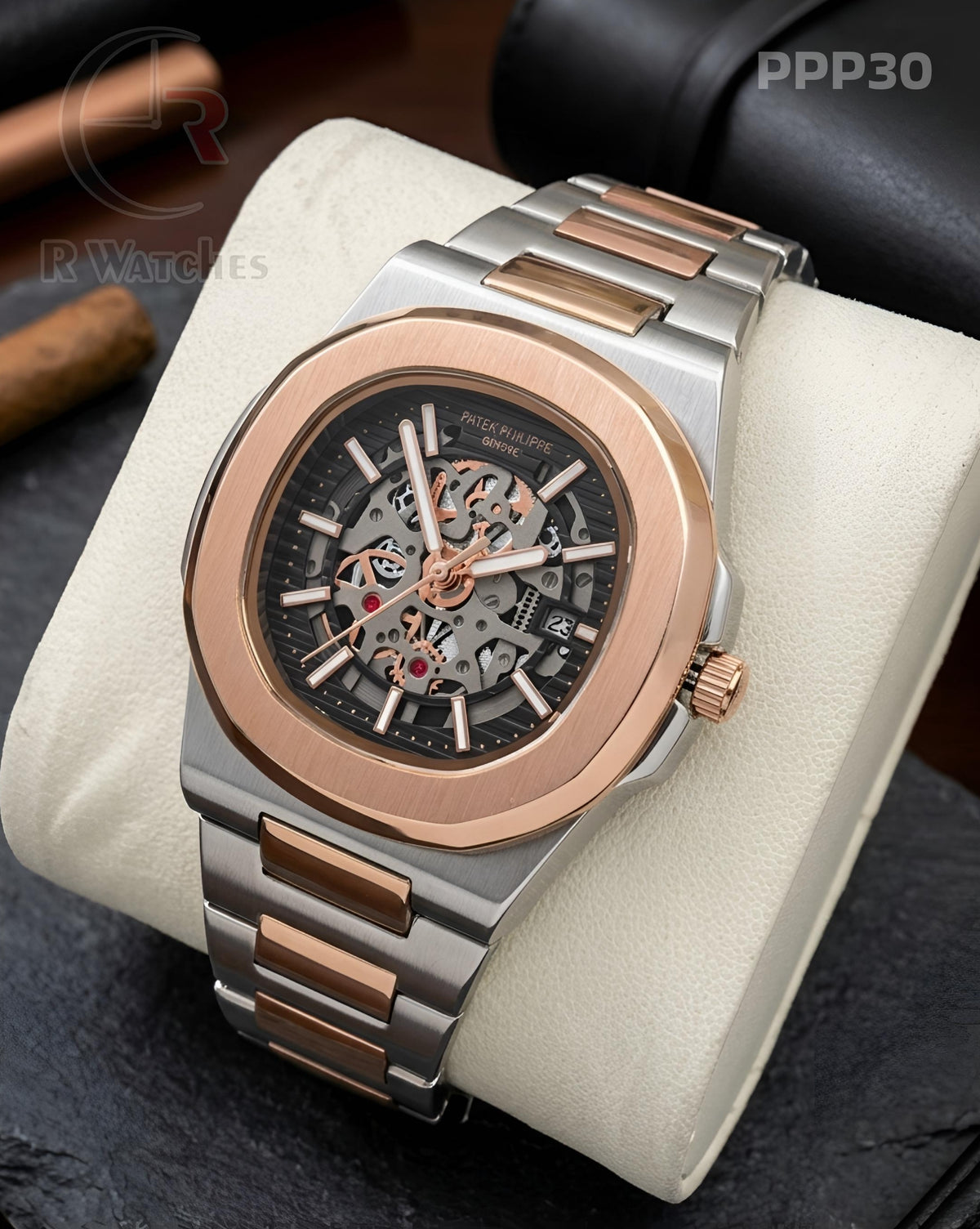 (OS2)🖤⭐ Patek Philippe Machinery Rose Gold Black (PPP30)