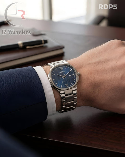 (OS2)🖤⭐ Rado Square Silver Blue (RDP5)