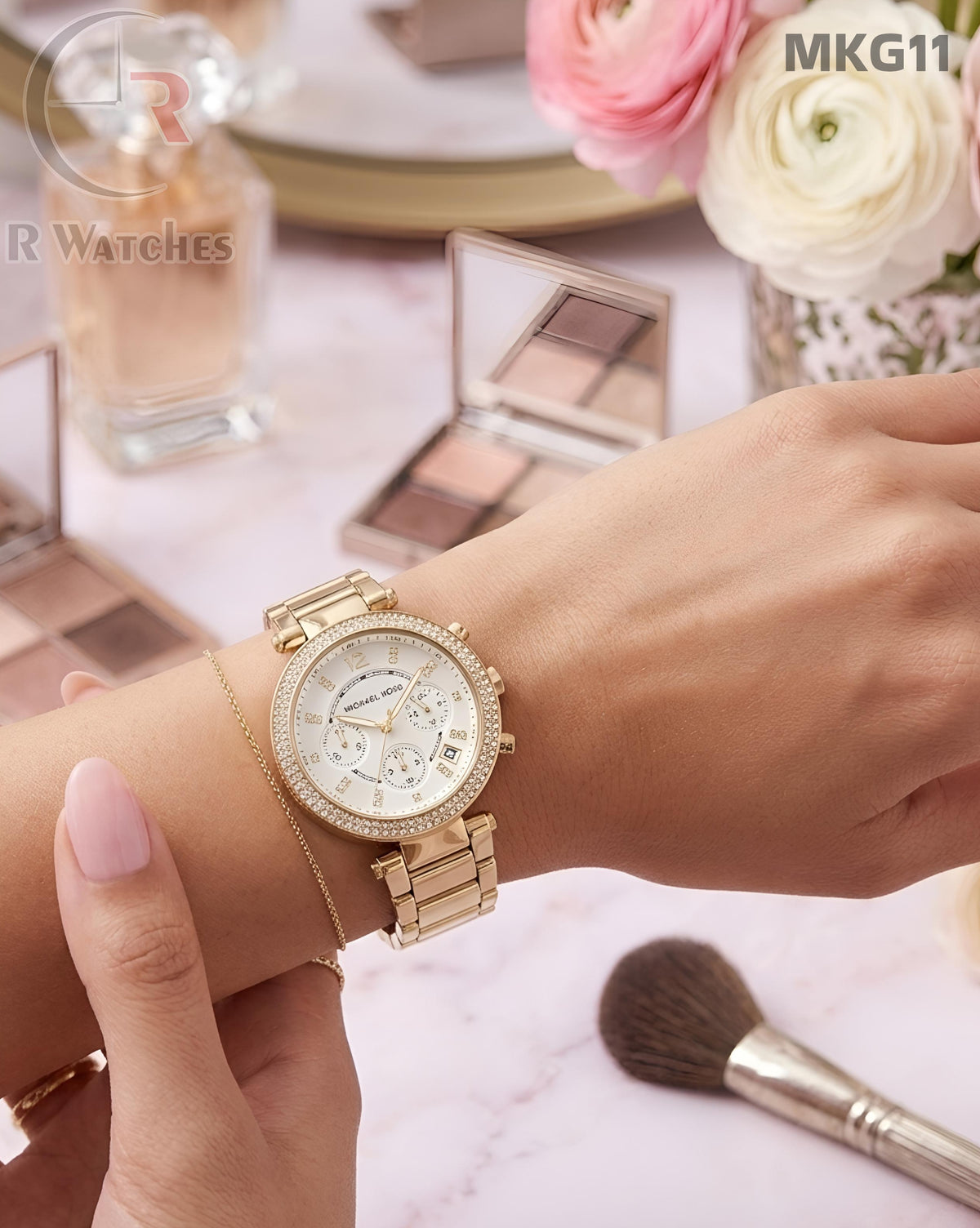 (SS)🖤⬆️⭐ MK Girls Gold White Dial (MKG11)