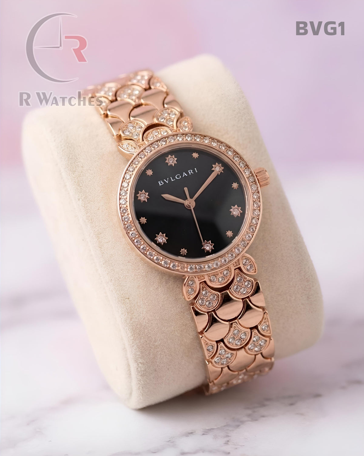 (OS)🖤⭐ Bvlgari girls rose gold black dimond (BVG1)