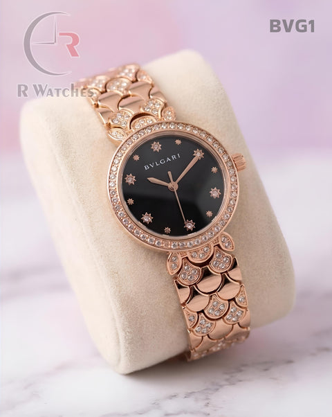 (OS)🖤⭐ Bvlgari girls rose gold black dimond (BVG1)