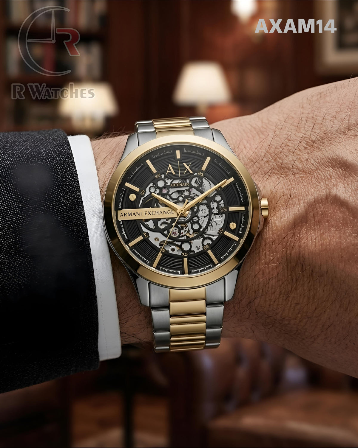 (SS)🖤⬆️⭐ AX Automatic Dual Tone Black Dial (AXAM14)