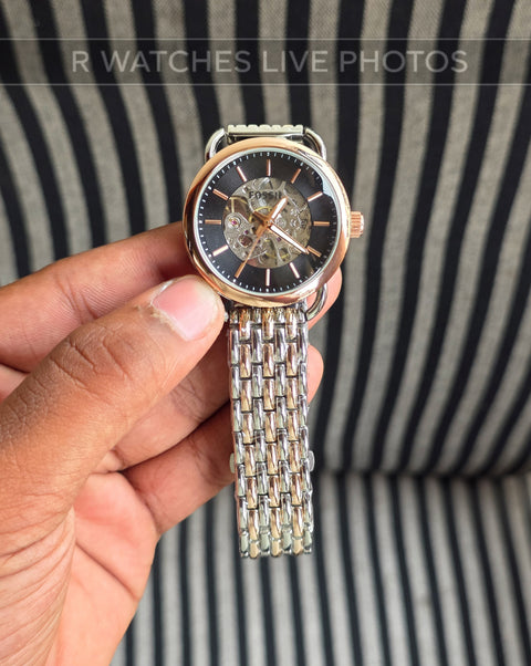(SS)🖤⬆️⭐ Fossil Girls Automatic Rose Gold Black (FSGA1)