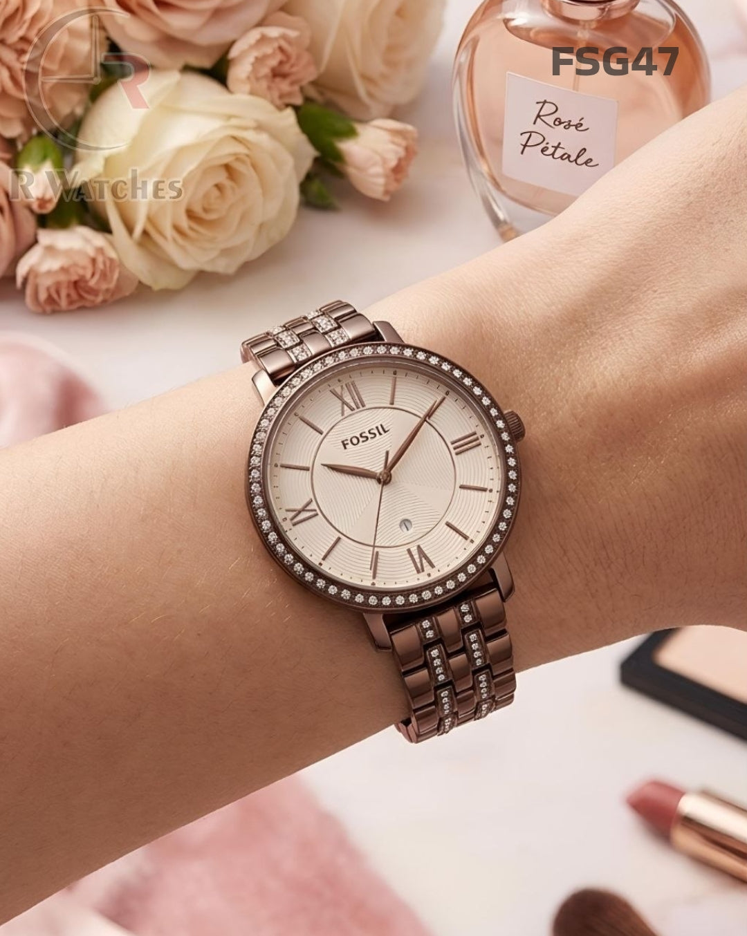 (OS)🖤⬆️ Fossil girls brown white diamond (FSG47)