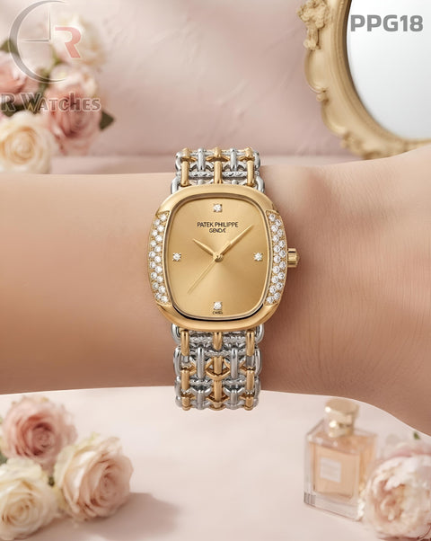 (SS)🖤⬆️⭐ Patek Philippe Girls Diamond Dual Tone Gold (PPG18)