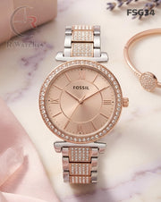 (OS)🖤⭐ Fossil Rose Gold Pink Dial (FSG34)