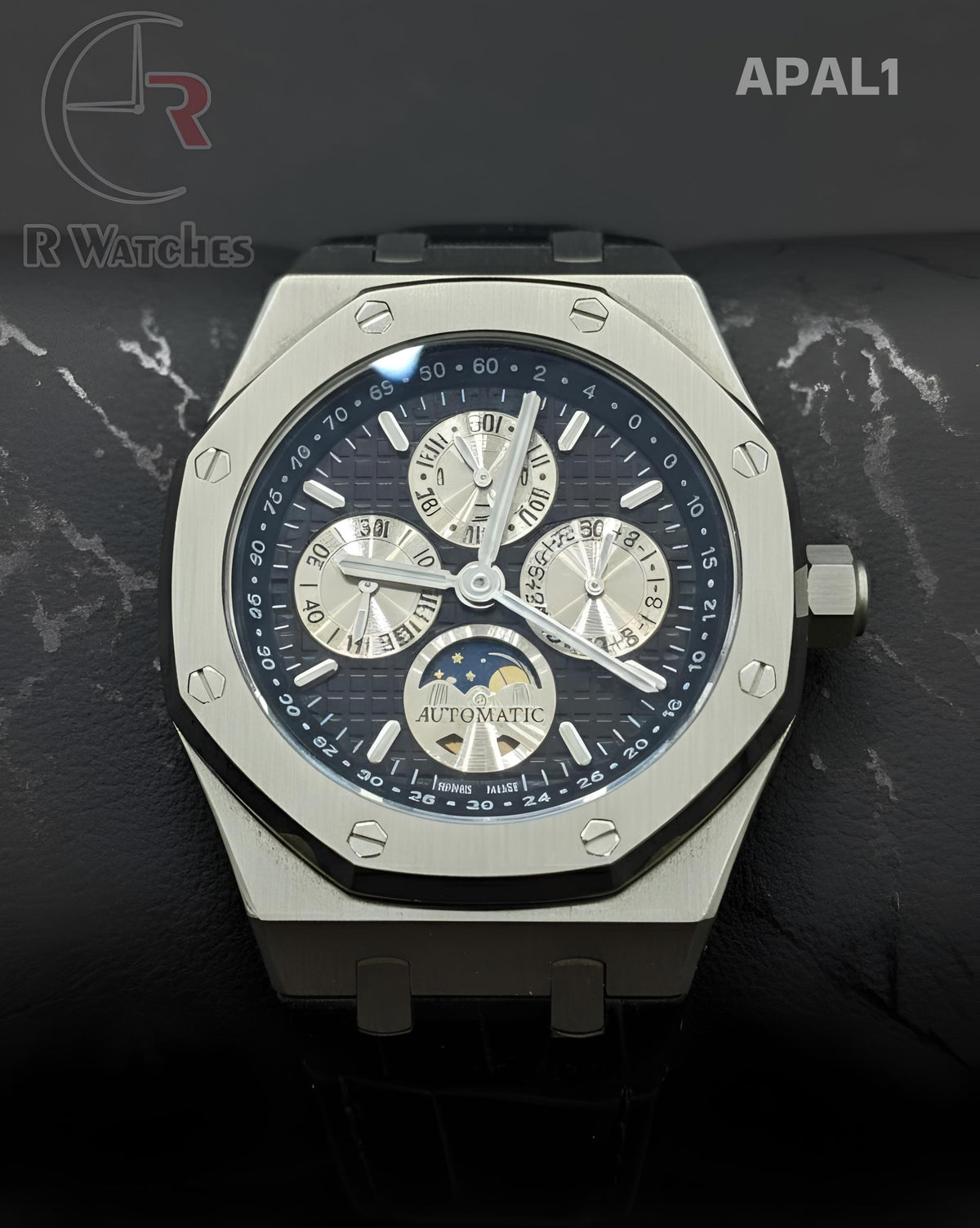 (SS)🖤⬆️ AP Master automatic leather Silver Black (APAL1)