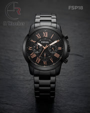 (OS)🖤⭐ Fossil Black Rose Gold Roman Dial (FSP18)