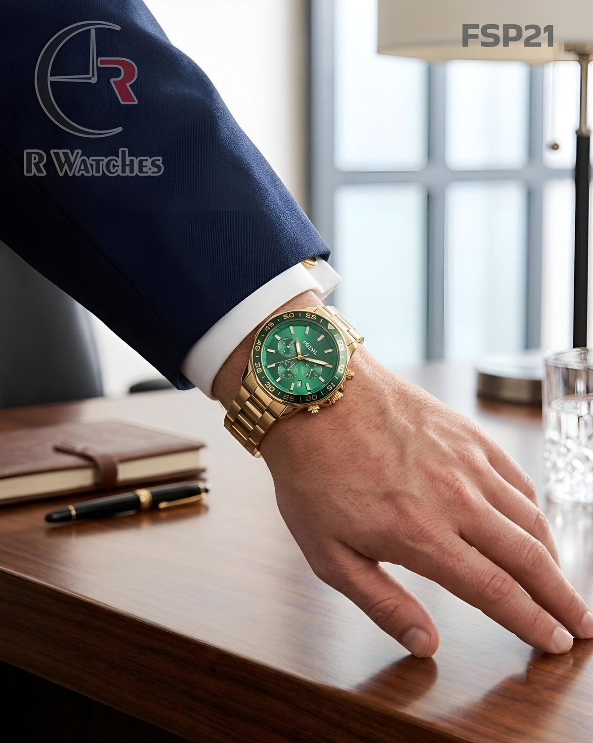 (OS)🖤⭐ Fossil new Premium chrono gold green (FSP21)