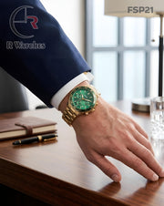 (OS)🖤⭐ Fossil new Premium chrono gold green (FSP21)
