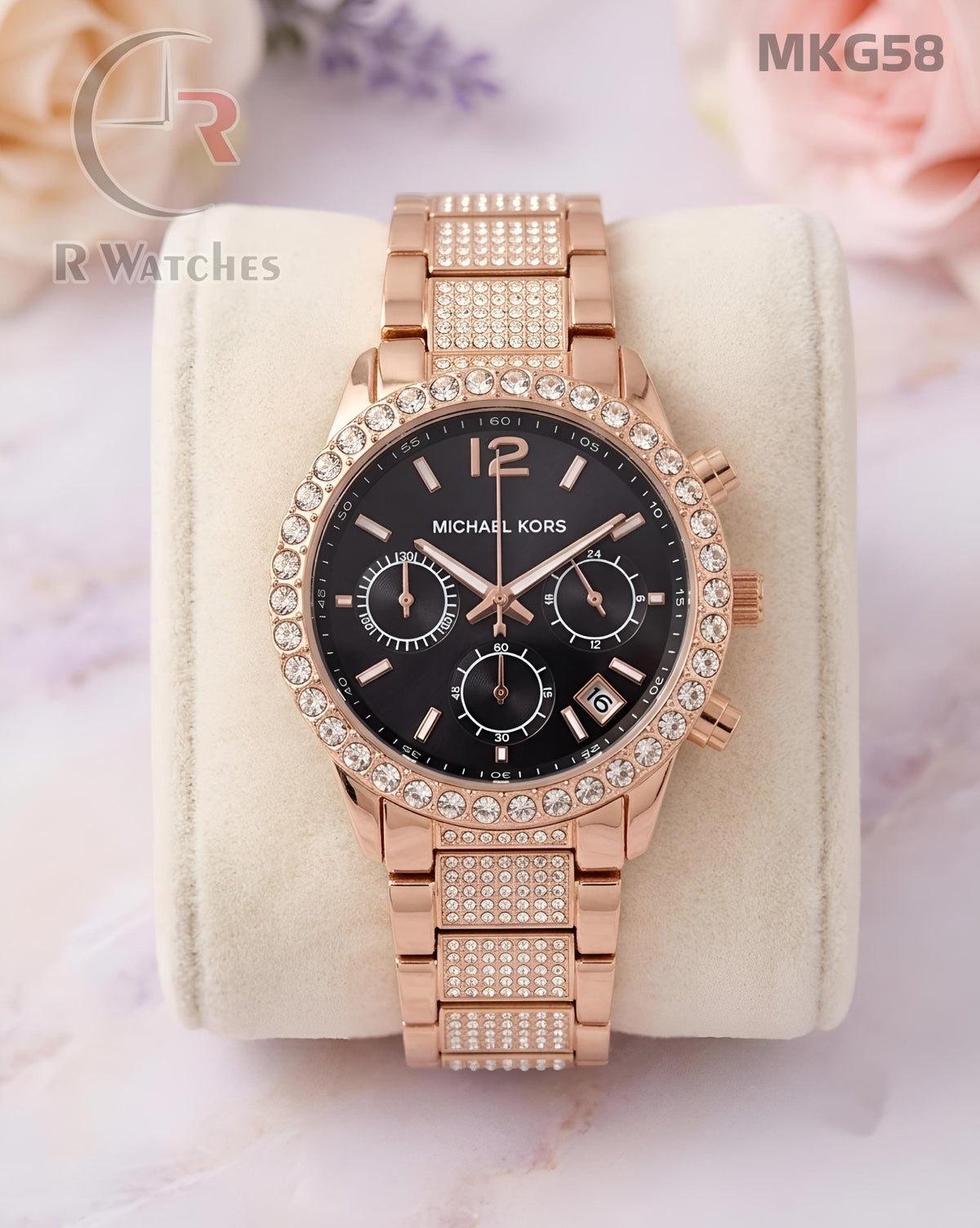 (OS)🖤⬆️ Mk Girls Diamond Rose Gold Black (MKG58)