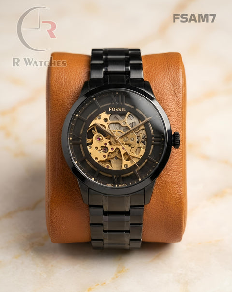 (OS6)🖤⬆️⭐🔁 Fossil Automatic Trp Full black (FSAM7)