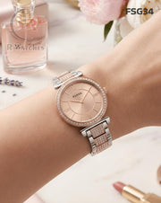 (OS)🖤⭐ Fossil Rose Gold Pink Dial (FSG34)