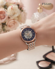 (SS)🖤⬆️⭐ Fossil Girls Automatic Rose Gold Black (FSGA1)