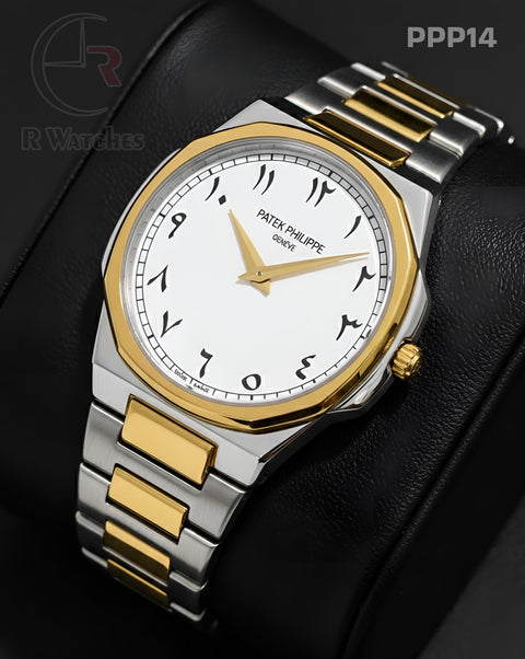 (SS)🖤⬆️⭐ Patek Philippe Dual Tone white Arabic Dial (PPP14)
