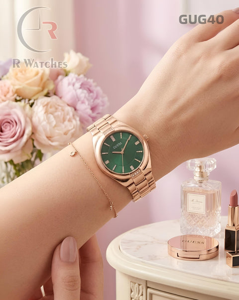 (OS)🖤⭐ Guess girls rose gold green (GUG40)