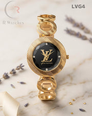(OS)🖤⭐ LV Girls Diomond Cutt Gold Black Dial (LVG4)