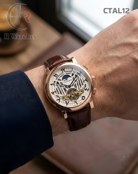 (OS2)🖤⭐ Cartier automatic leather arabFranck Mulleric (CTAL12)
