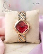 (OS)🖤⭐🔁 Cartier Girls Dual Tone Red Roman Dial (CTG8)