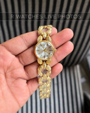 (OS)📷⭐ Rolex Girls Diamond Cutt Gold Grey Dial (RXG31)