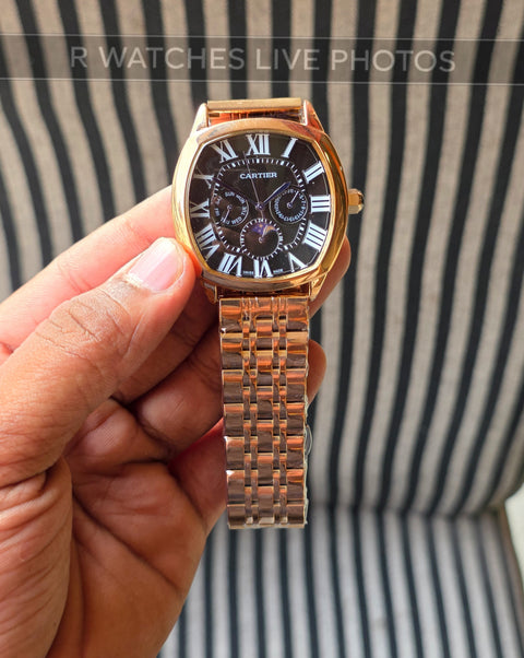 (OS)🖤⭐ Cartier Rose Gold Black Roman (CTP7)
