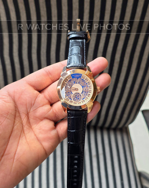 (OS)🖤⭐ Jacob & Co Leather Rose Gold Blue Black (JCL1)