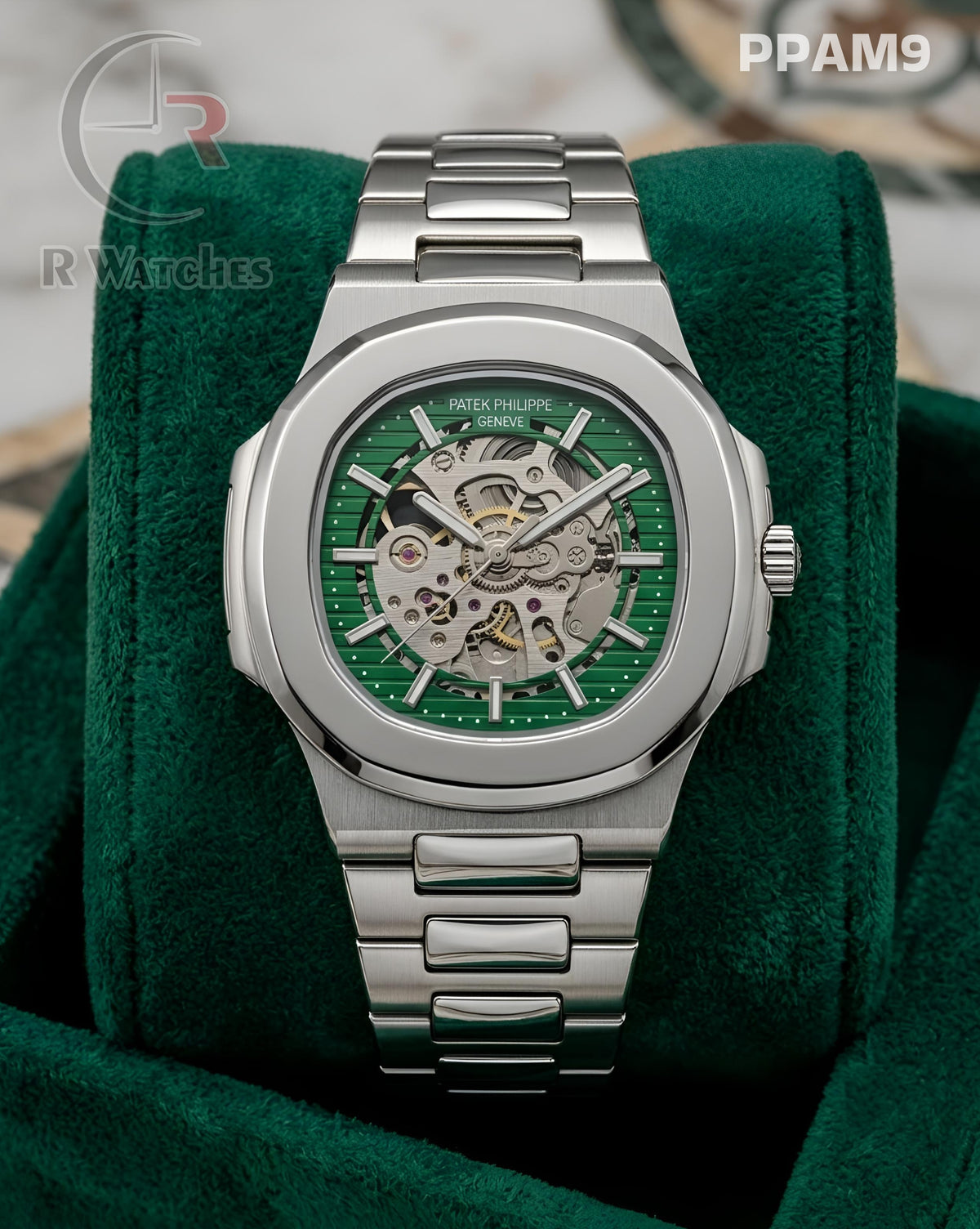 (OS)🖤⭐ Patek philip automatic silver green (PPAM9)